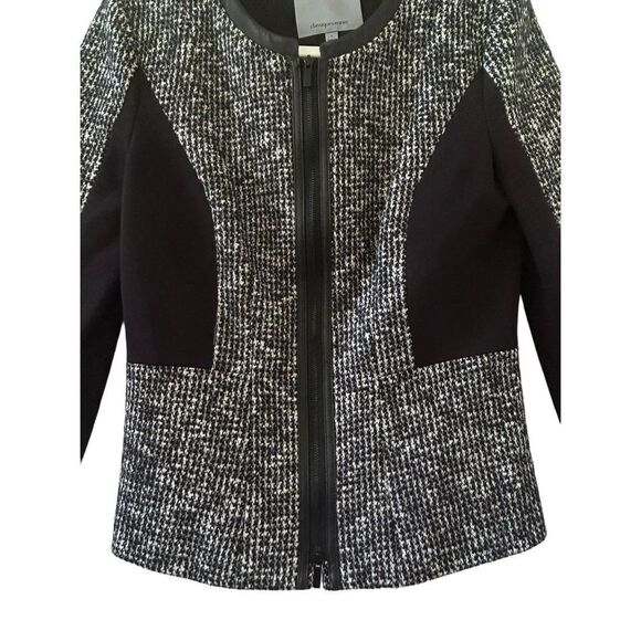 Classiques Entier Leather Trim Wool Blend Full Zip Jacket Women's Black Small - Picture 4 of 7